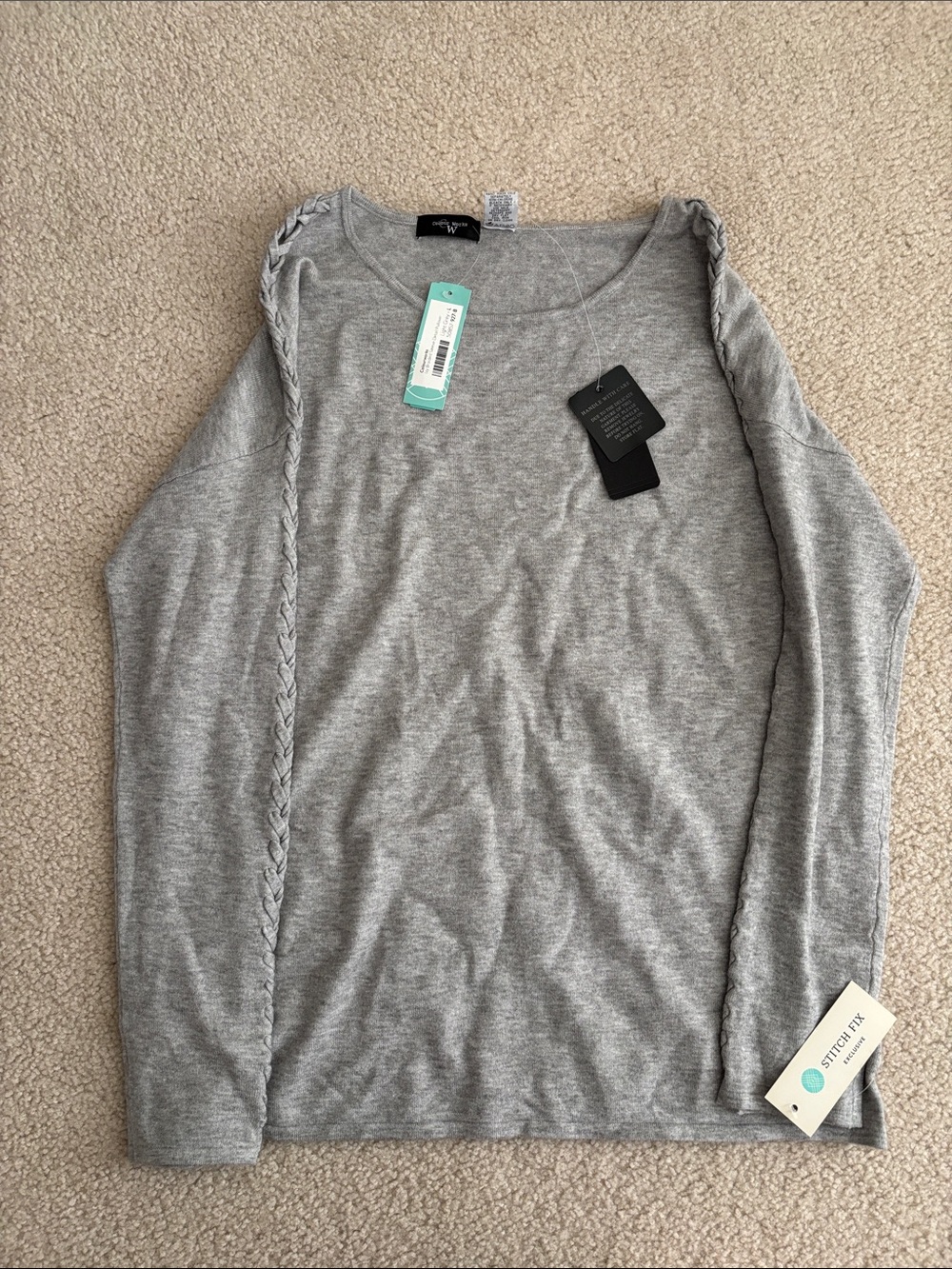 Women gray Stitch Fix top large colour works